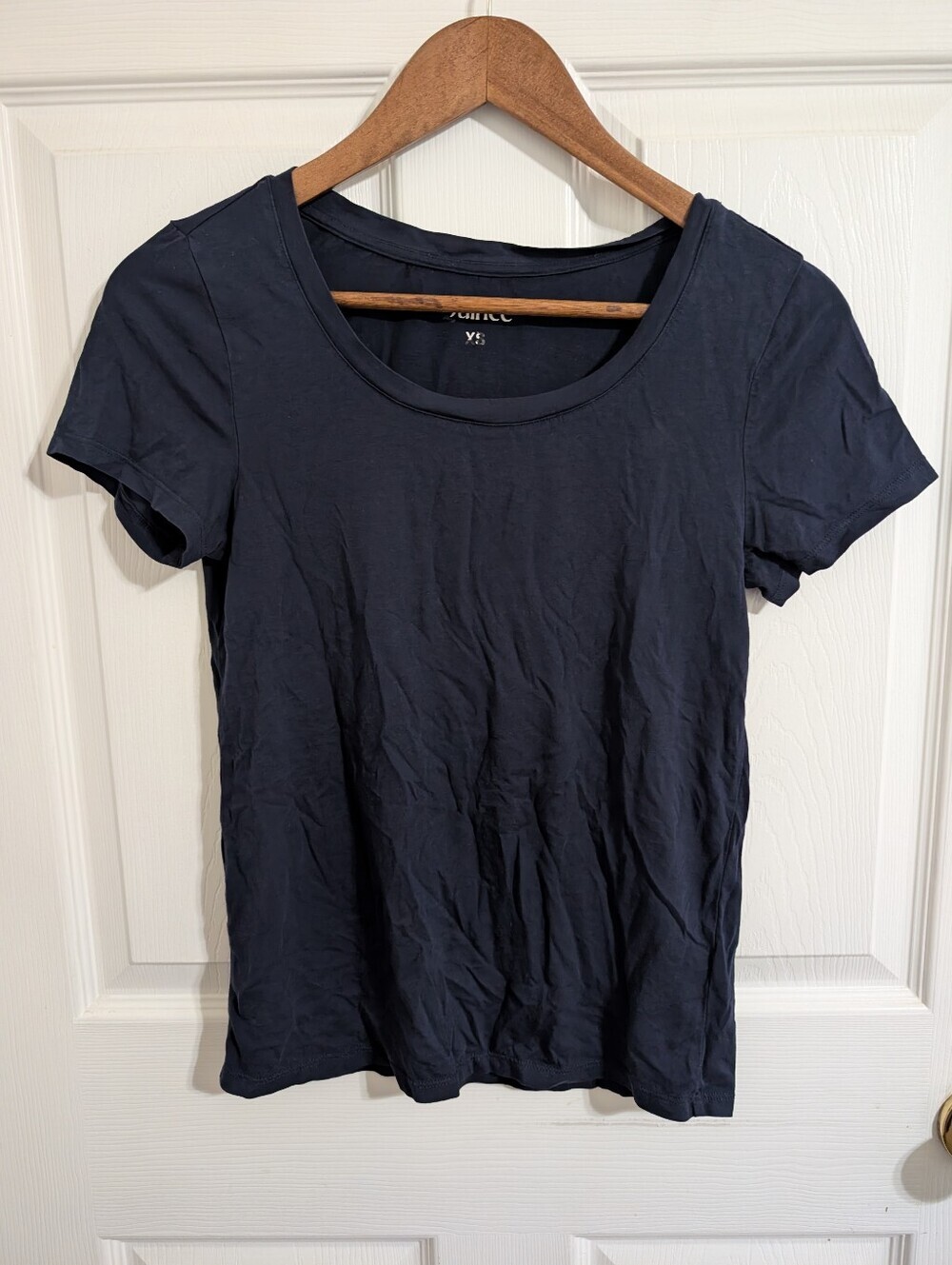 Quince Womens Top Blue Modal Scoop neck Tee Short Sleeve V-Neck Size XS